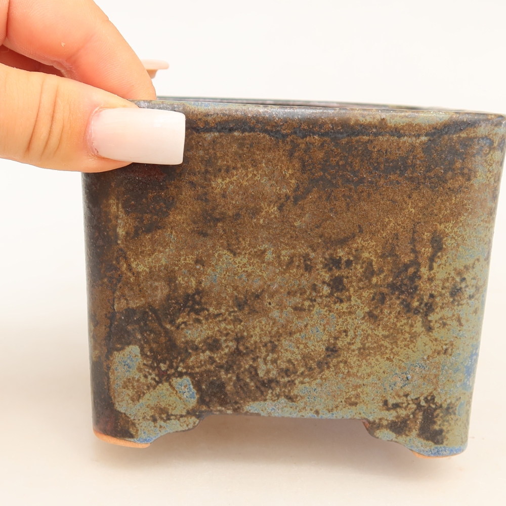 Keramik-Bonsai-Schale, 10,5 × 10,5 × 8,5 cm, Farbe: braun