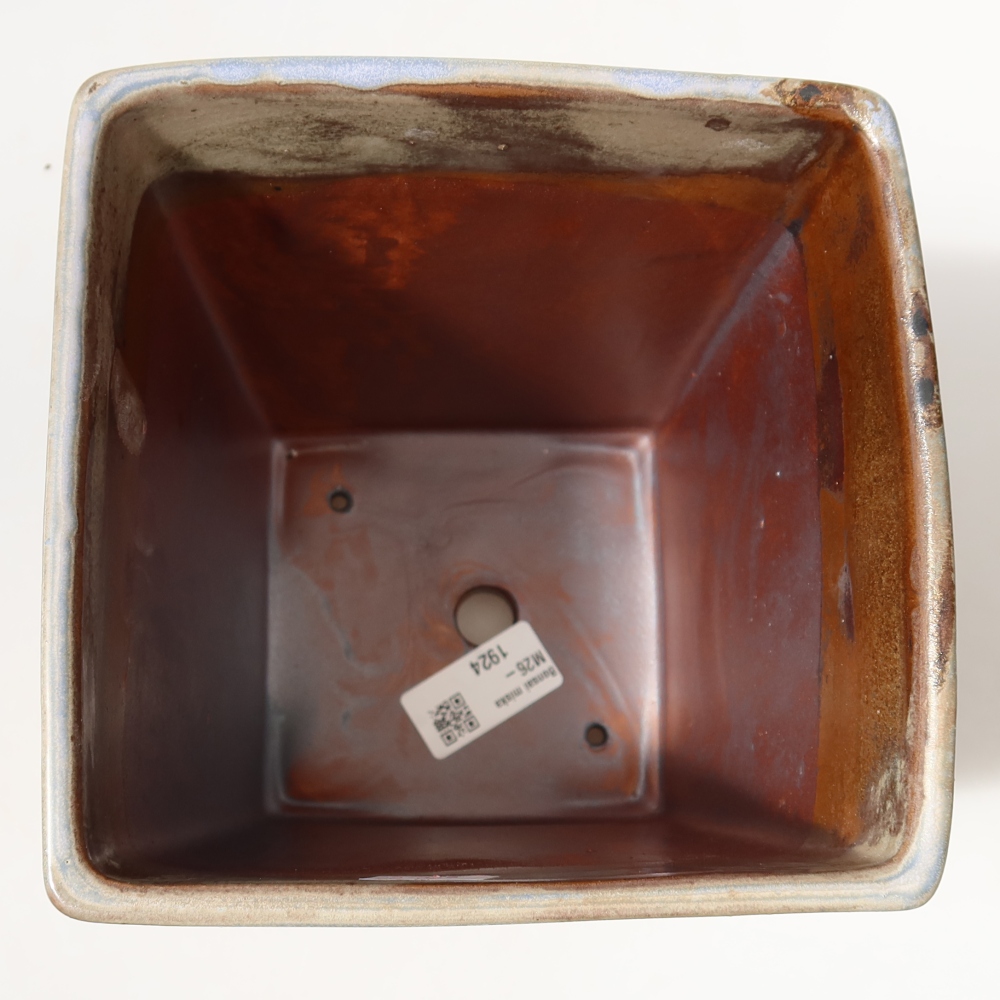 Keramik-Bonsai-Schale 15 x 15 x 19,5 cm, Farbe: metallisch-grün
