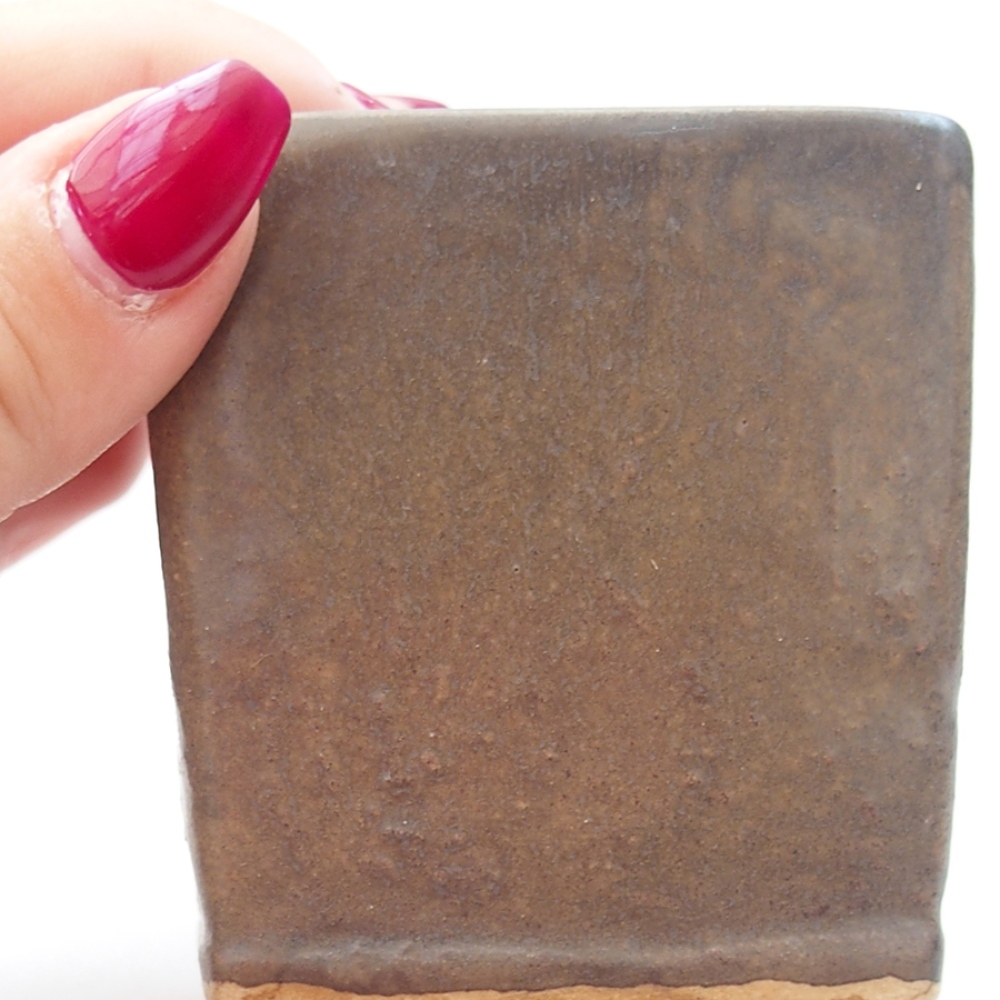 Bonsaischale aus Keramik 6,5 x 6,5 x 7 cm,  Farbe braun