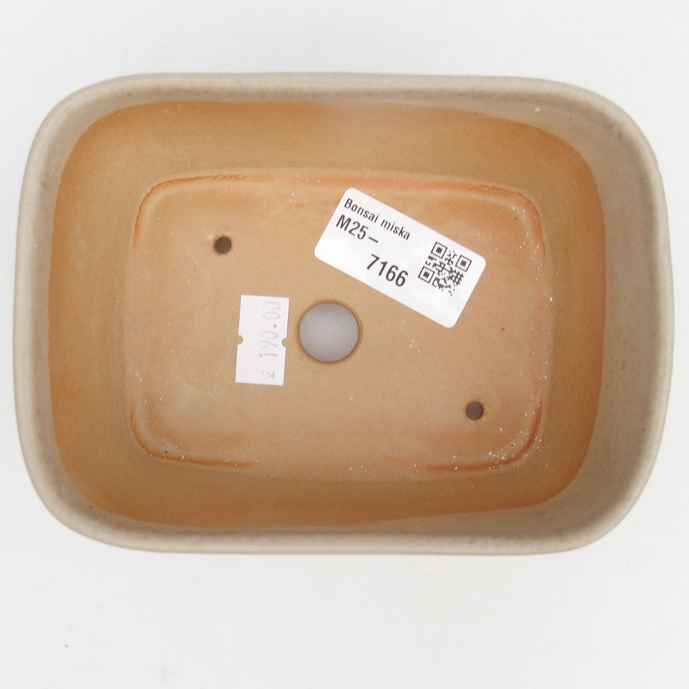 Bonsaischale aus Keramik 13,5 x 10,5 x 6 cm, Farbe beige