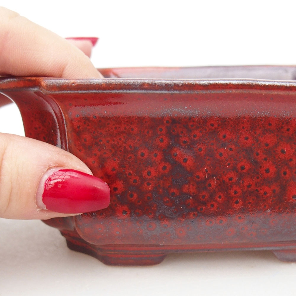 Bonsaischale aus Keramik 12,5 x 9 x 5,5 cm, Farbe rot