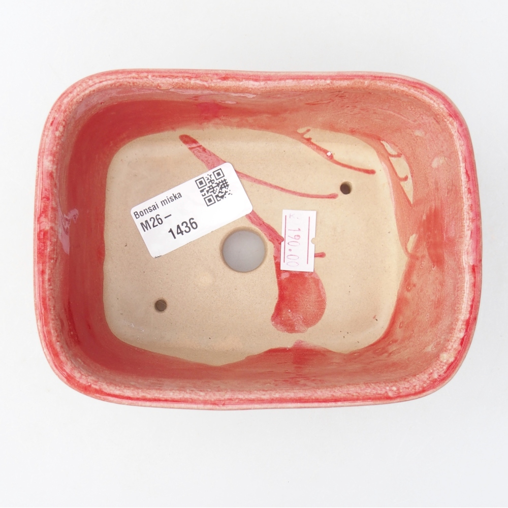 Bonsaischale aus Keramik 13,5 x 10,5 x 6 cm, Farbe rot
