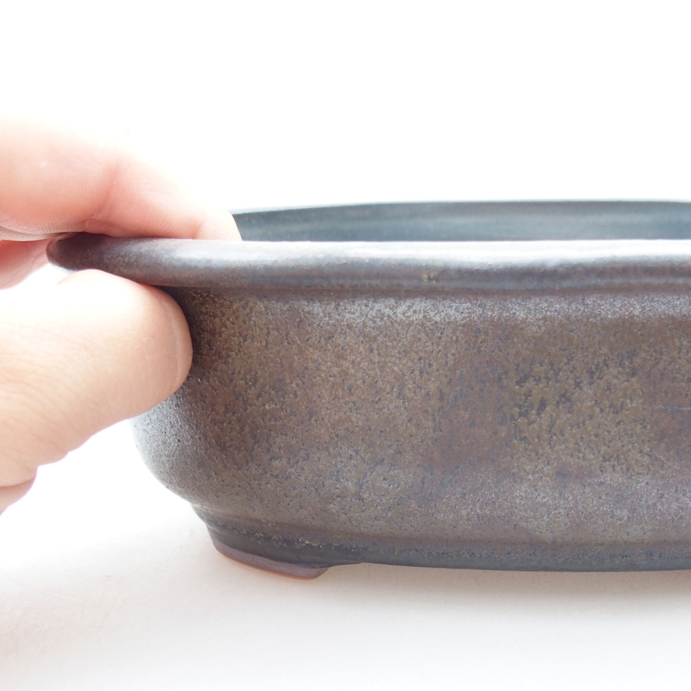 Keramik-Bonsaischale 18 x 15 x 6 cm, Farbe grau