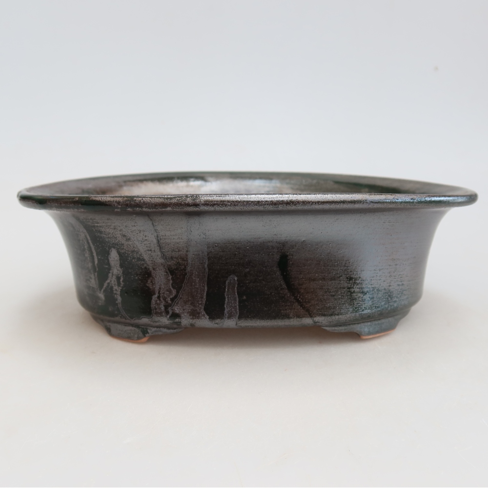 Keramik-Bonsai-Schale 22 x 17,5 x 6,5 cm, Farbe: metallisch-grün