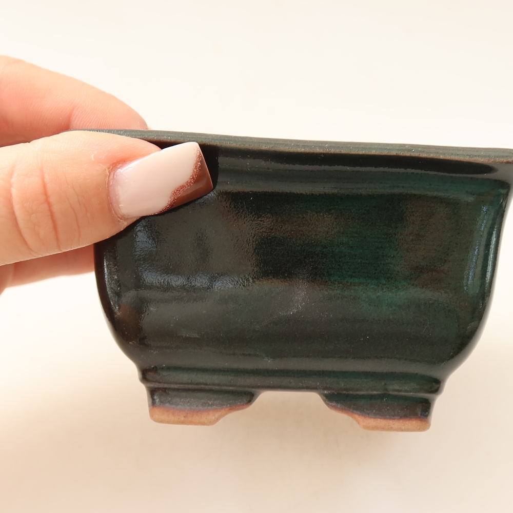 Keramik-Bonsai-Schale 9,5 x 9,5 x 5,5 cm, Farbe: grün
