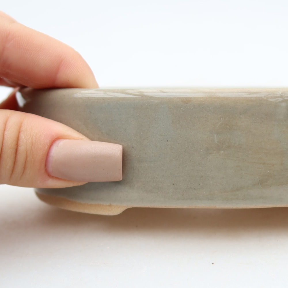 Keramik-Bonsai-Schale, 13 x 10 x 3,5 cm, Farbe: Grau