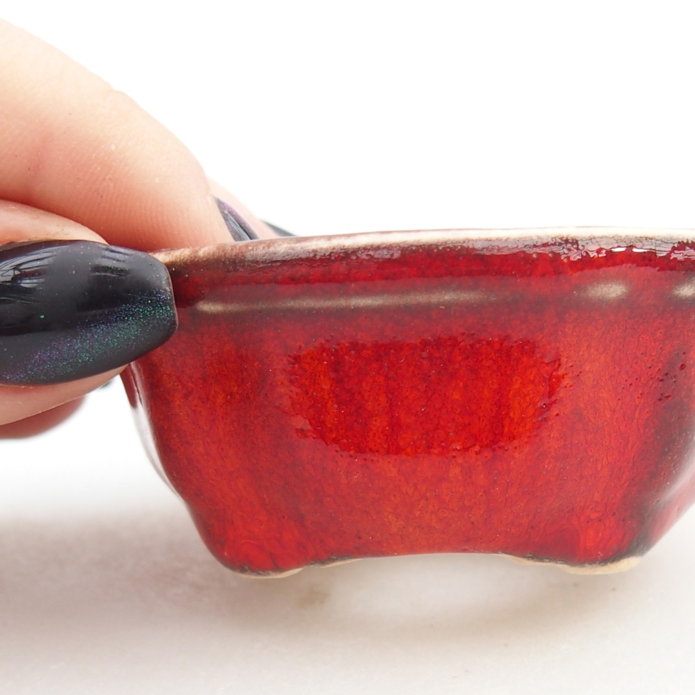 Mini-Bonsaischale 6,5 x 6,5 x 3 cm, Farbe rot
