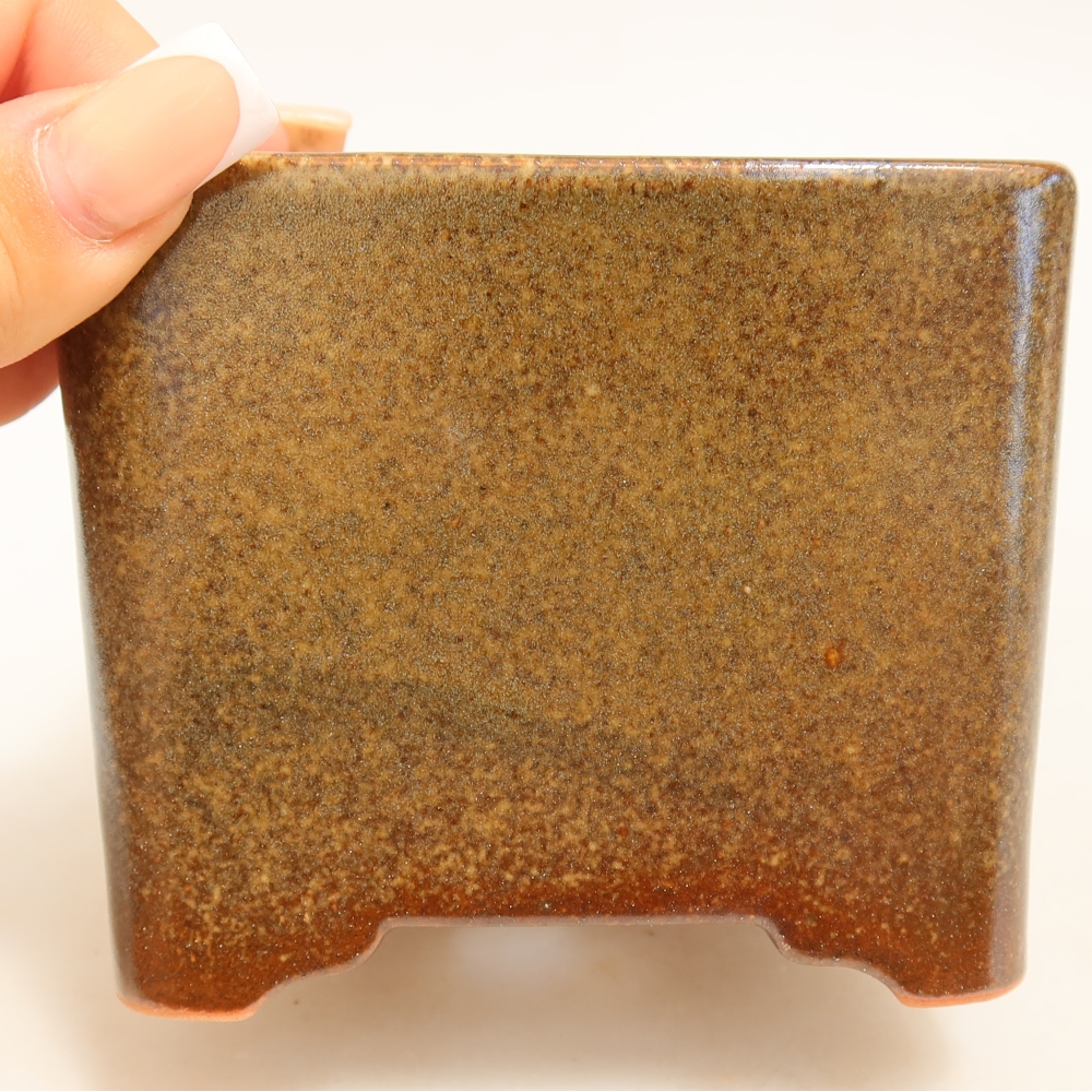 Keramik-Bonsai-Schale 10 x 10 x 8,5 cm, Farbe: braun