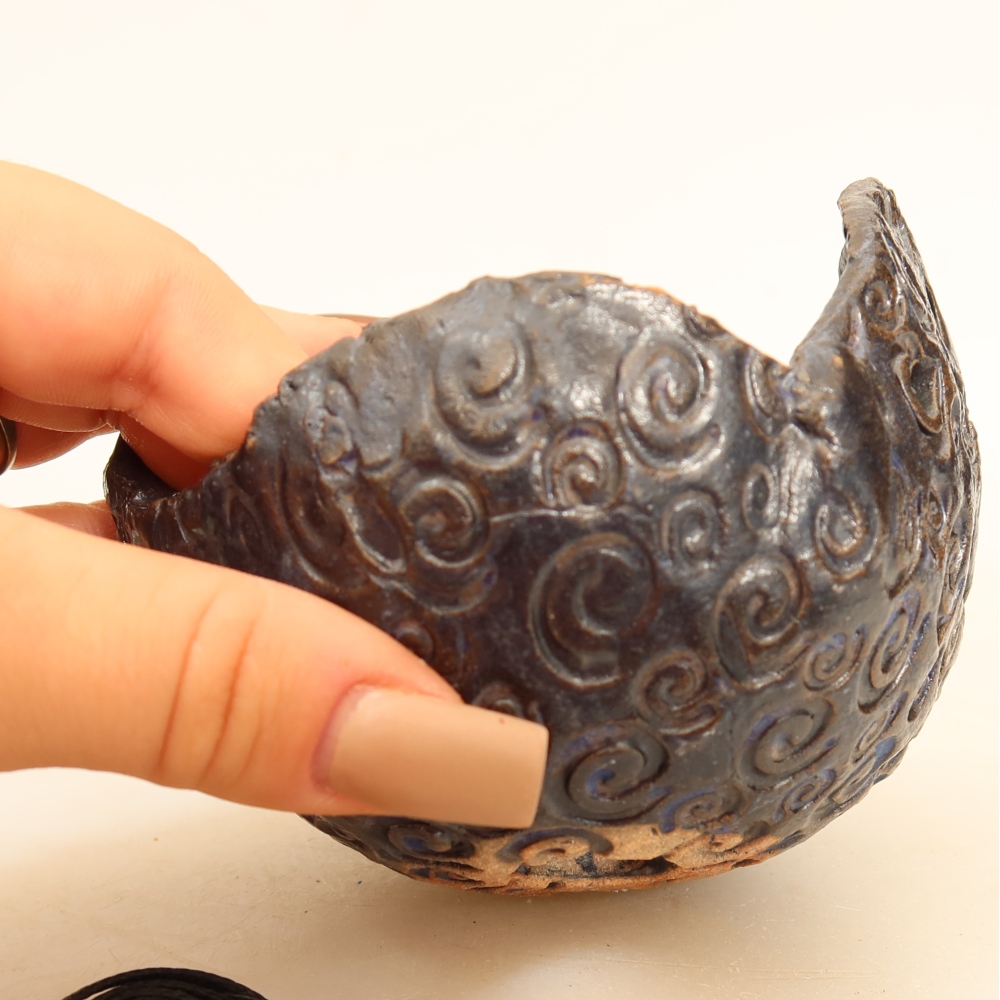 Keramikschale für Kokedama, 10 × 9 × 8 cm, Farbe: Blau