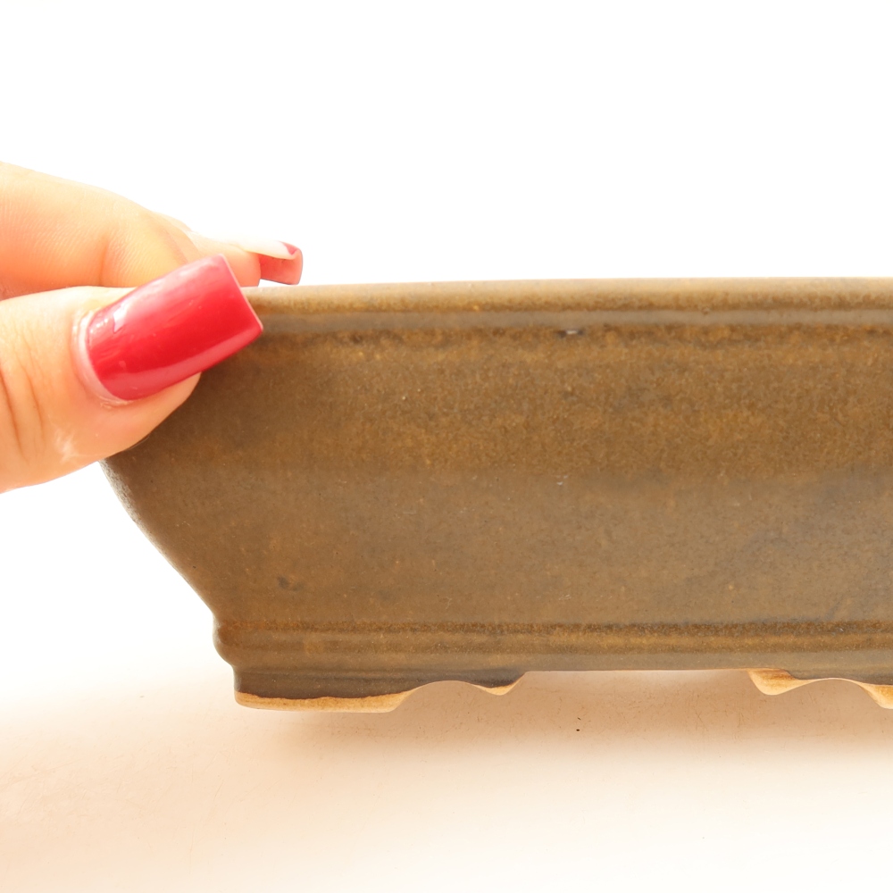 Keramik-Bonsai-Schale, 15 × 12,5 × 5,5 cm, Farbe: braun