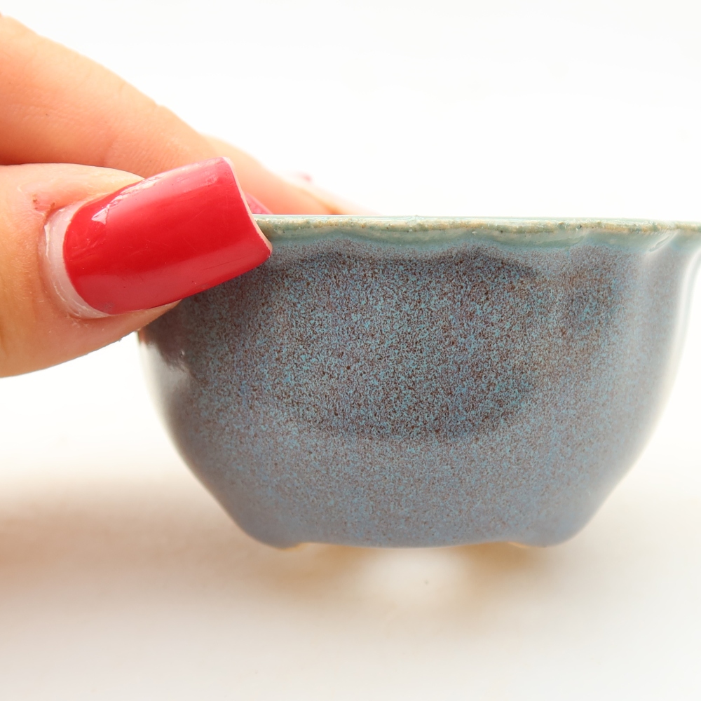 Keramik-Bonsai-Schale, 7 × 7 × 3,5 cm, Farbe: grau