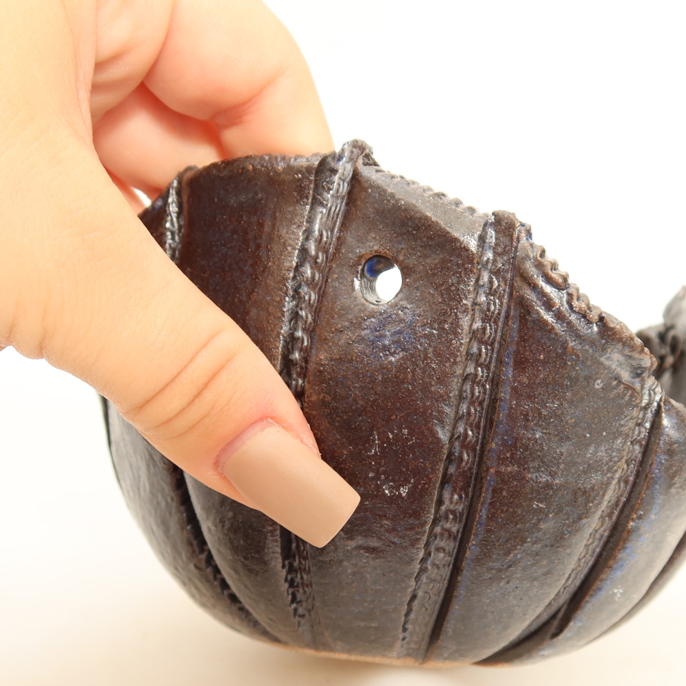 Keramikschale für Kokedama, 13,5 x 12 x 8 cm, Farbe: Blau