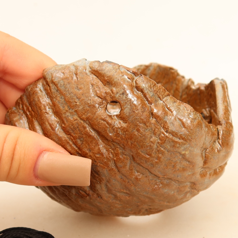 Keramikschale für Kokedama, 9 x 9 x 7 cm, Farbe: Braun