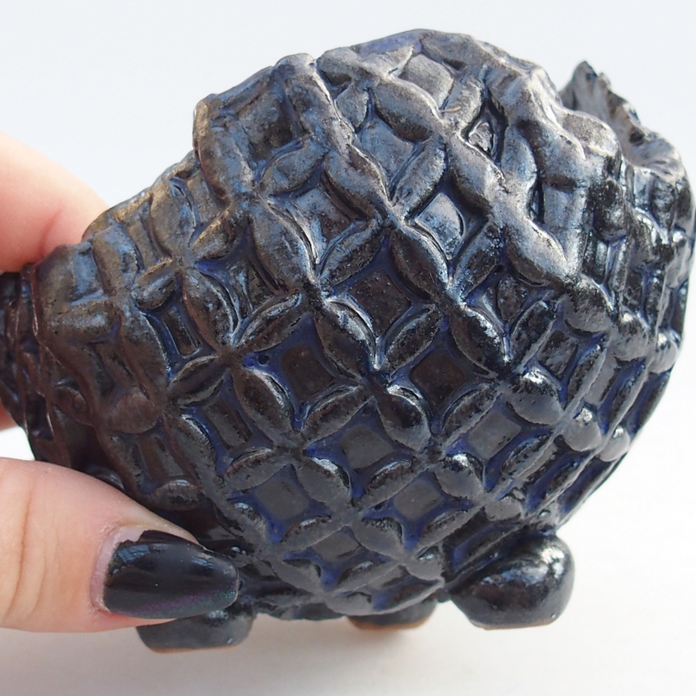 Keramische Muschel 10 x 9 x 8 cm , Farbe blau