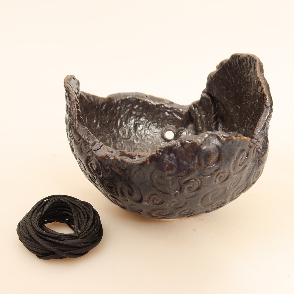 Keramikschale für Kokedama, 10 × 9 × 8 cm, Farbe: Blau