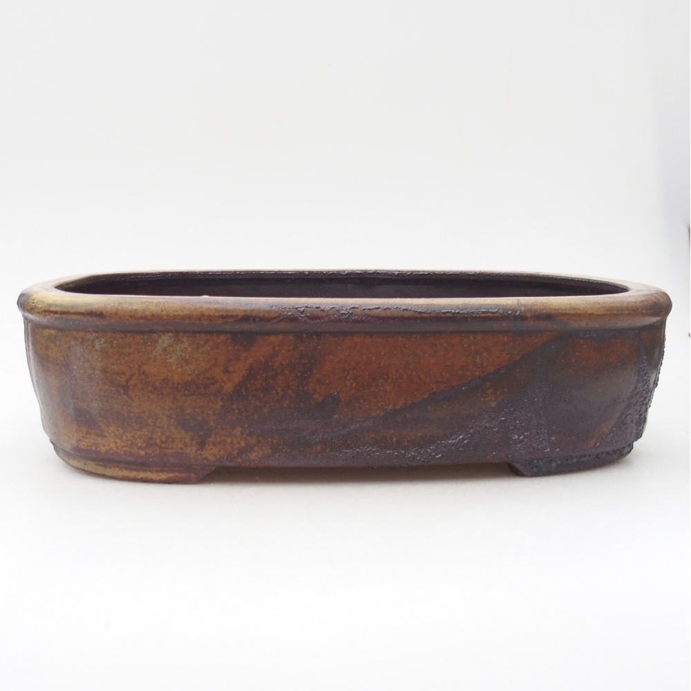 Bonsaischale aus Keramik 32 x 25 x 8 cm, Farbe braun-grün
