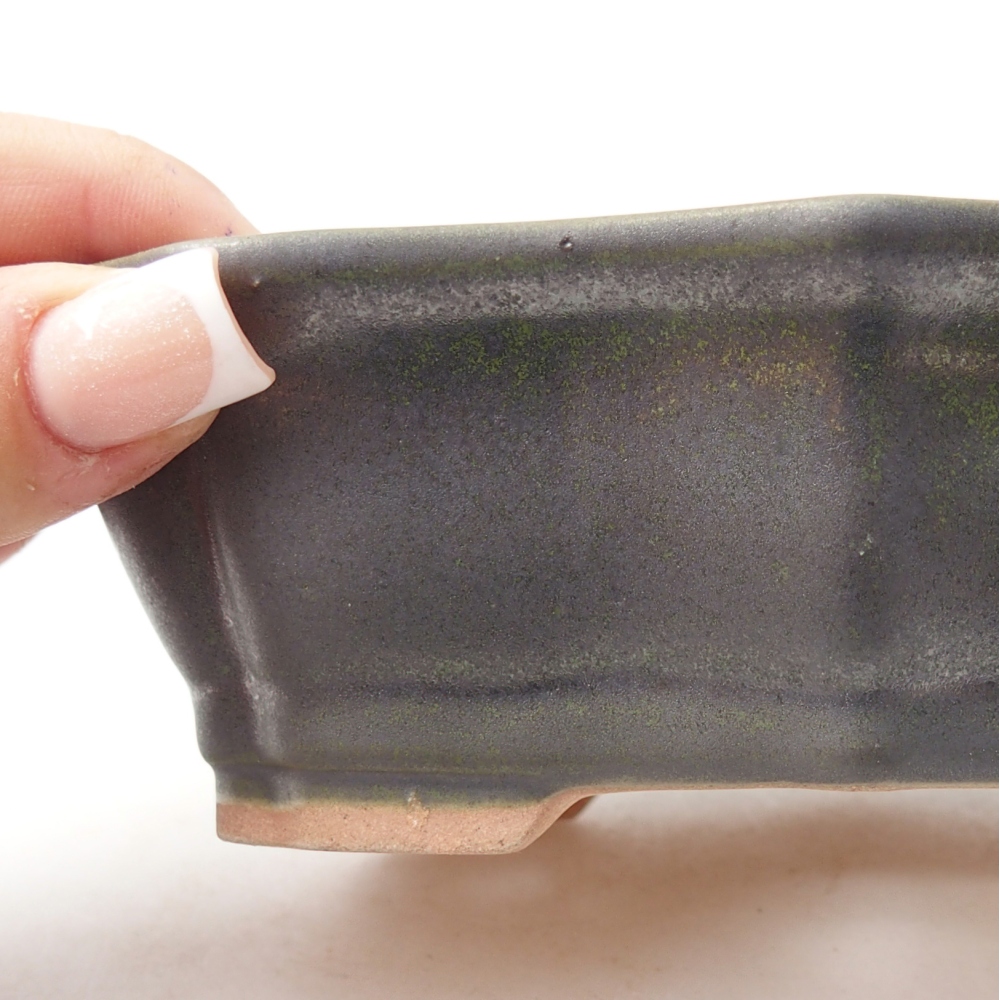Bonsaischale aus Keramik 15,5 x 11 x 4,5 cm, metallicgrün