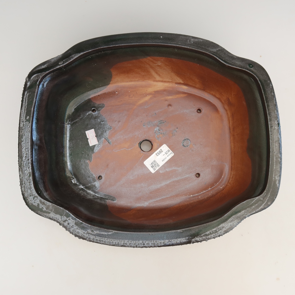Keramik-Bonsai-Schale, 30,5 x 25,5 x 10,5 cm, Farbe: grün