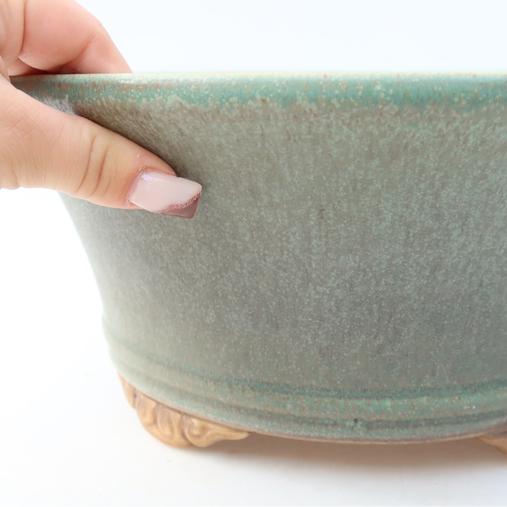 Keramik-Bonsai-Schale 29 x 29 x 12,5 cm, Farbe: grün