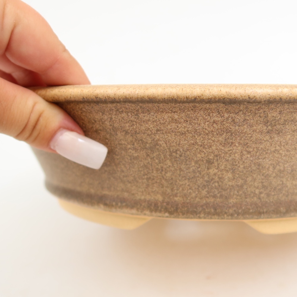 Bonsai-Schale aus Keramik, 25,5 x 25,5 x 6,5 cm, Farbe: Braun