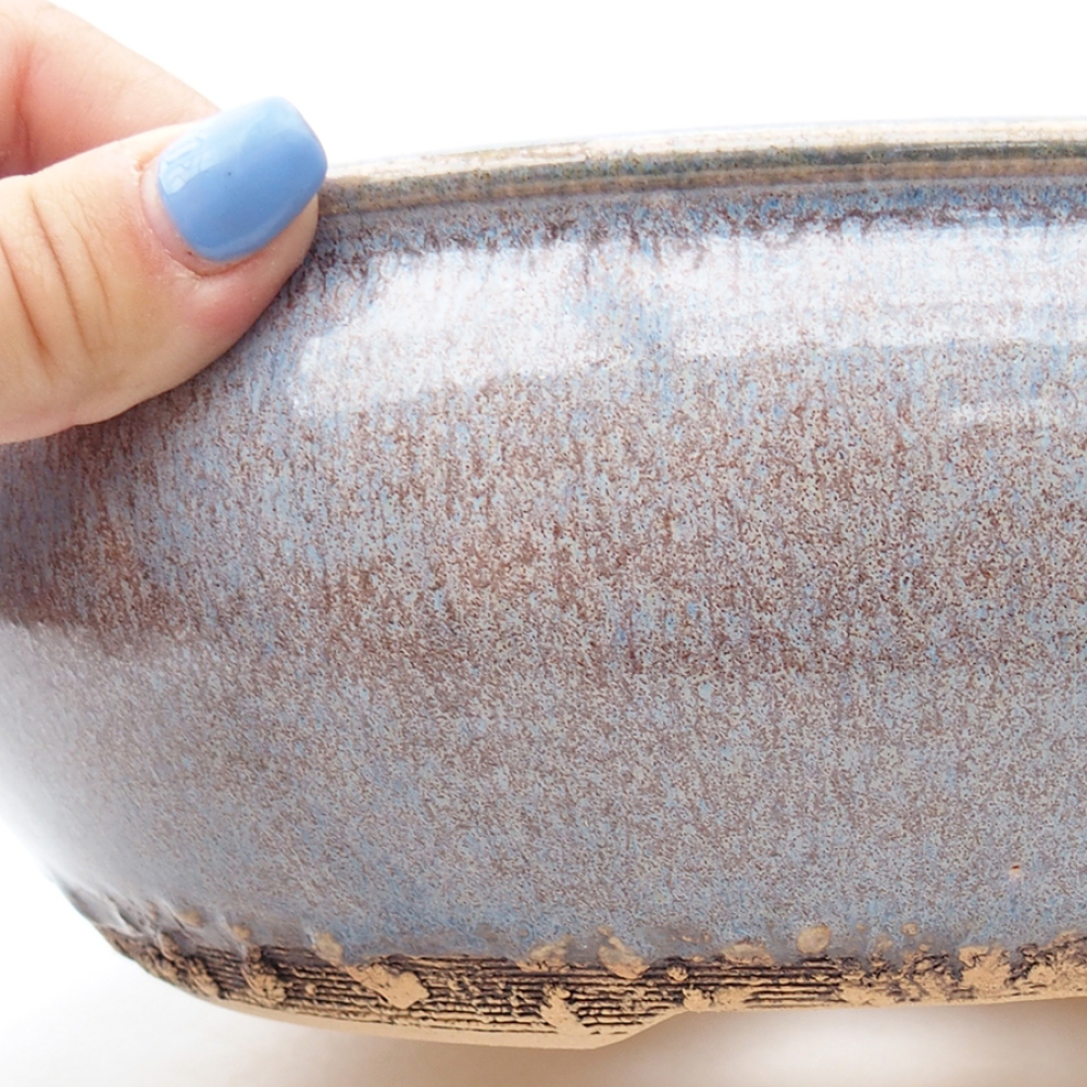 Keramik-Bonsaischale 23 x 23 x 8 cm, Farbe blau