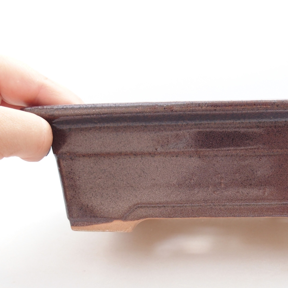 Keramik-Bonsaischale 18,5 x 13 x 6,5 cm, Farbe braun