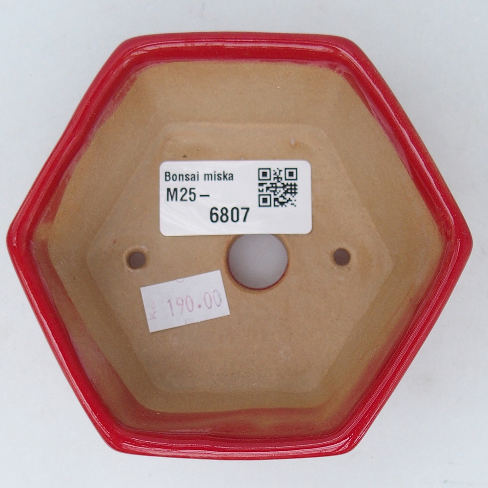 Bonsaischale aus Keramik 10,5 x 9,5 x 5 cm, Farbe rot
