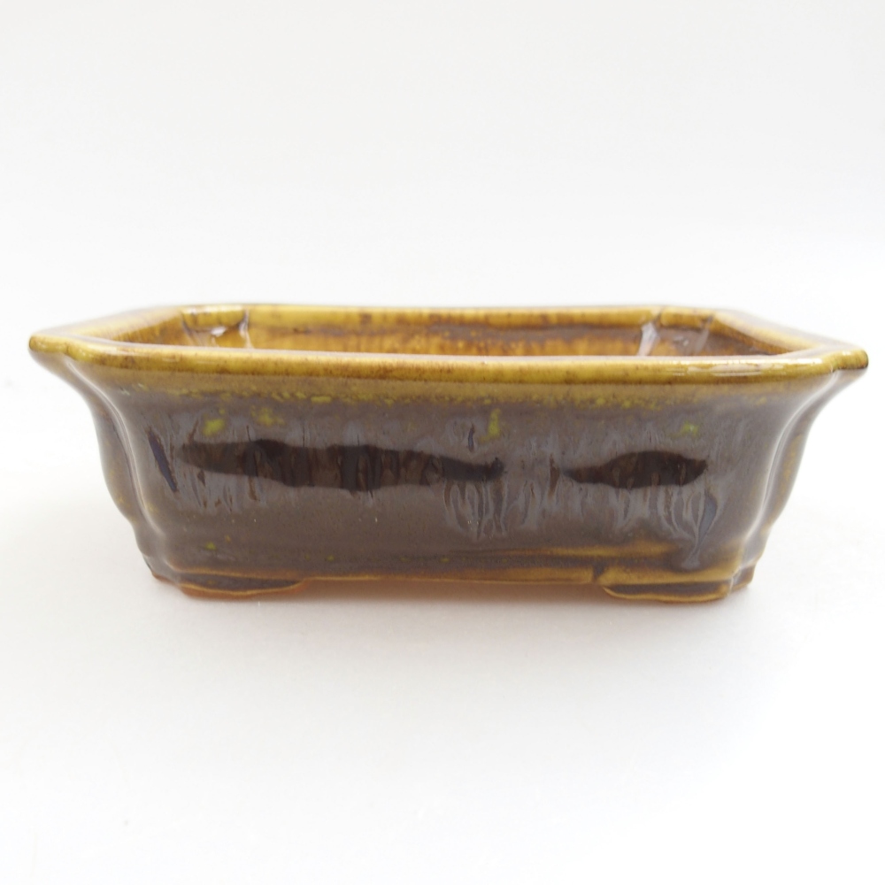 Keramik-Bonsaischale 13 x 10,5 x 4 cm, Farbe gelb