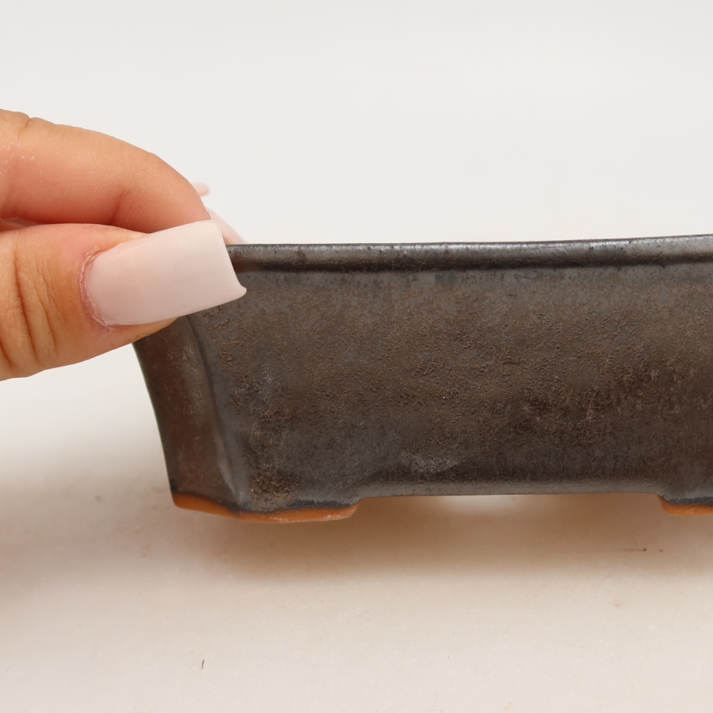 Keramik-Bonsai-Schale 13,5 x 11 x 4 cm, metallfarben