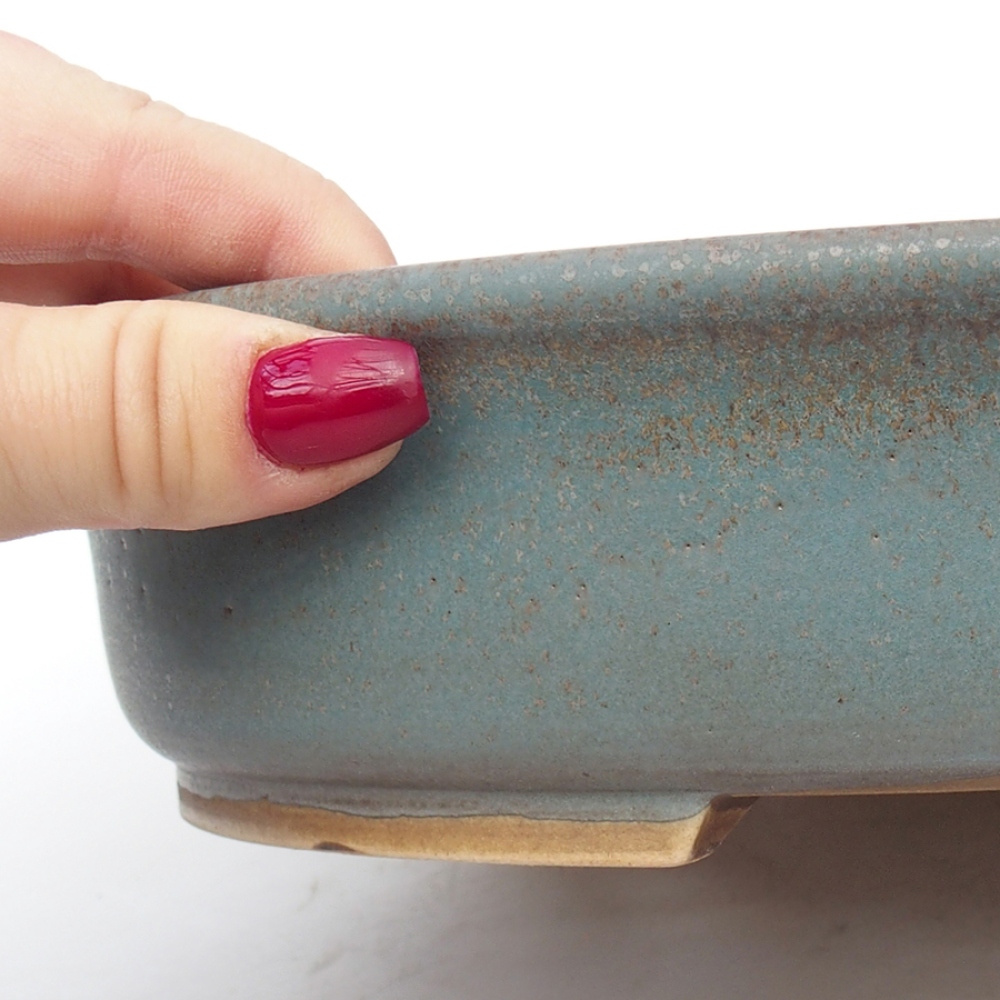 Keramik-Bonsaischale 26,5 x 23,5 x 5,5 cm, Farbe blau