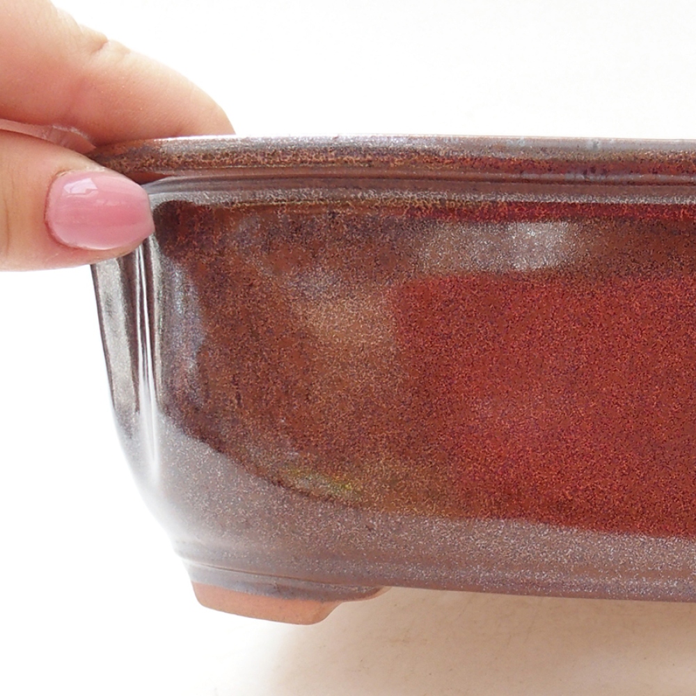 Keramik-Bonsaischale 22,5 x 17,5 x 7 cm, Farbe braun