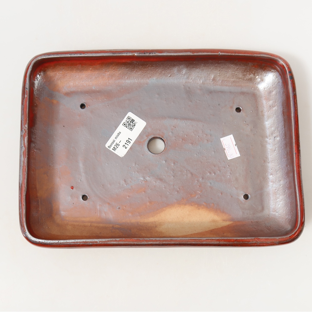 Keramik-Bonsai-Schale 24 x 17,5 x 4 cm, Farbe: metallisch-rot
