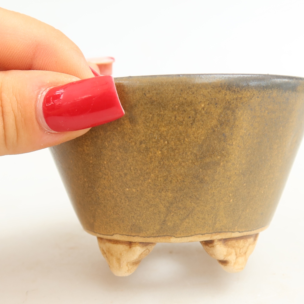 Keramik-Bonsai-Schale, 8,5 × 8,5 × 5 cm, Farbe: braun