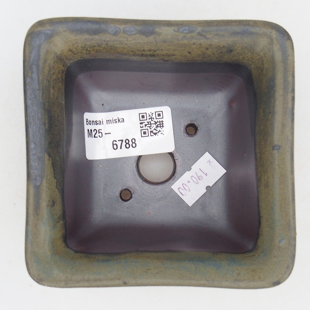 Bonsaischale aus Keramik 10 x 10 x 6 cm, bordeauxrot