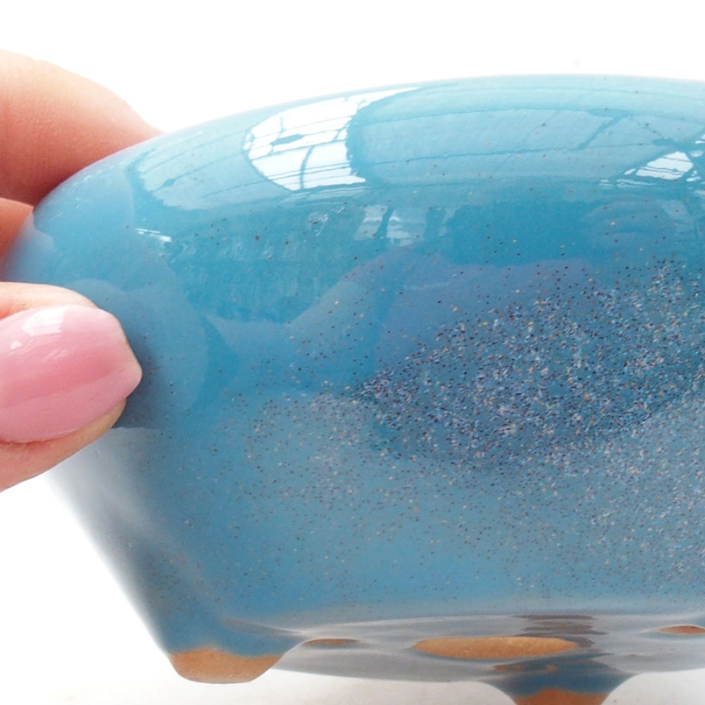 Keramik-Bonsaischale 11 x 11 x 5 cm, Farbe blau