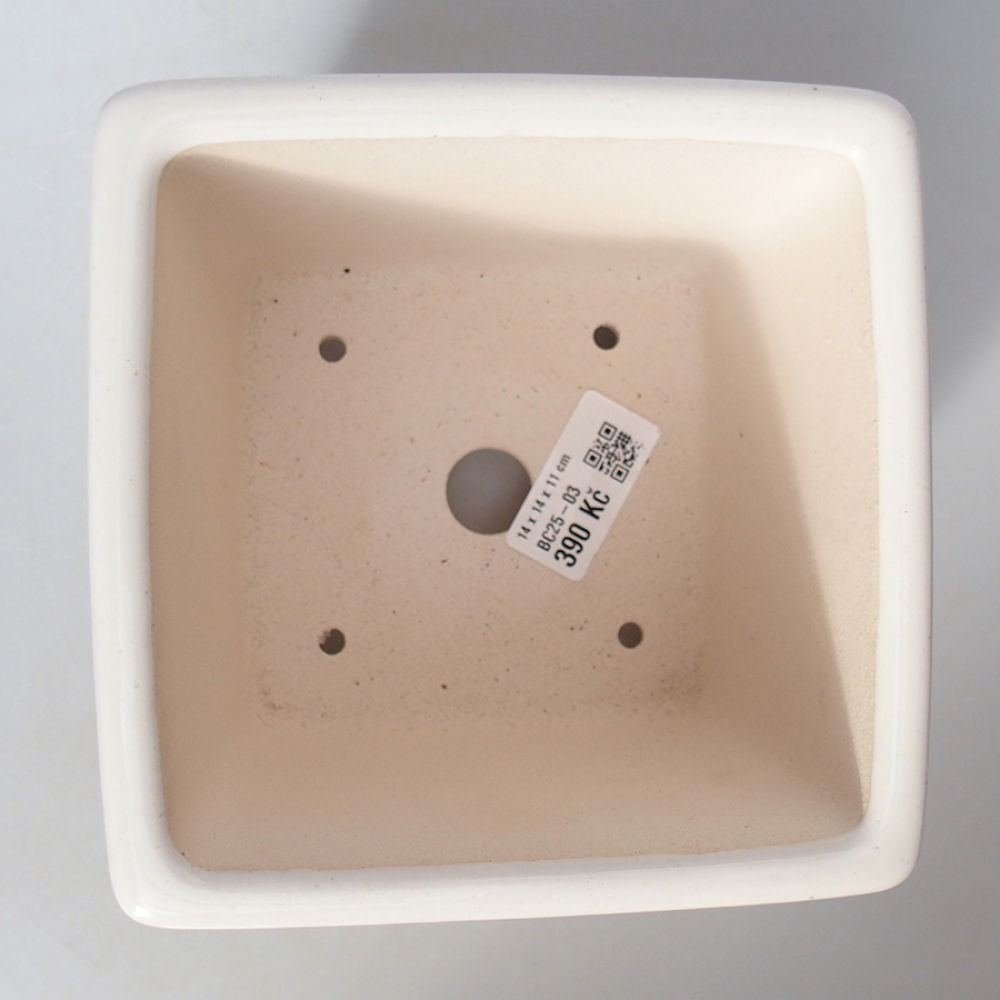 Keramik-Bonsaischale 11,5 x 11,5 x 7 cm, Farbe Weiß