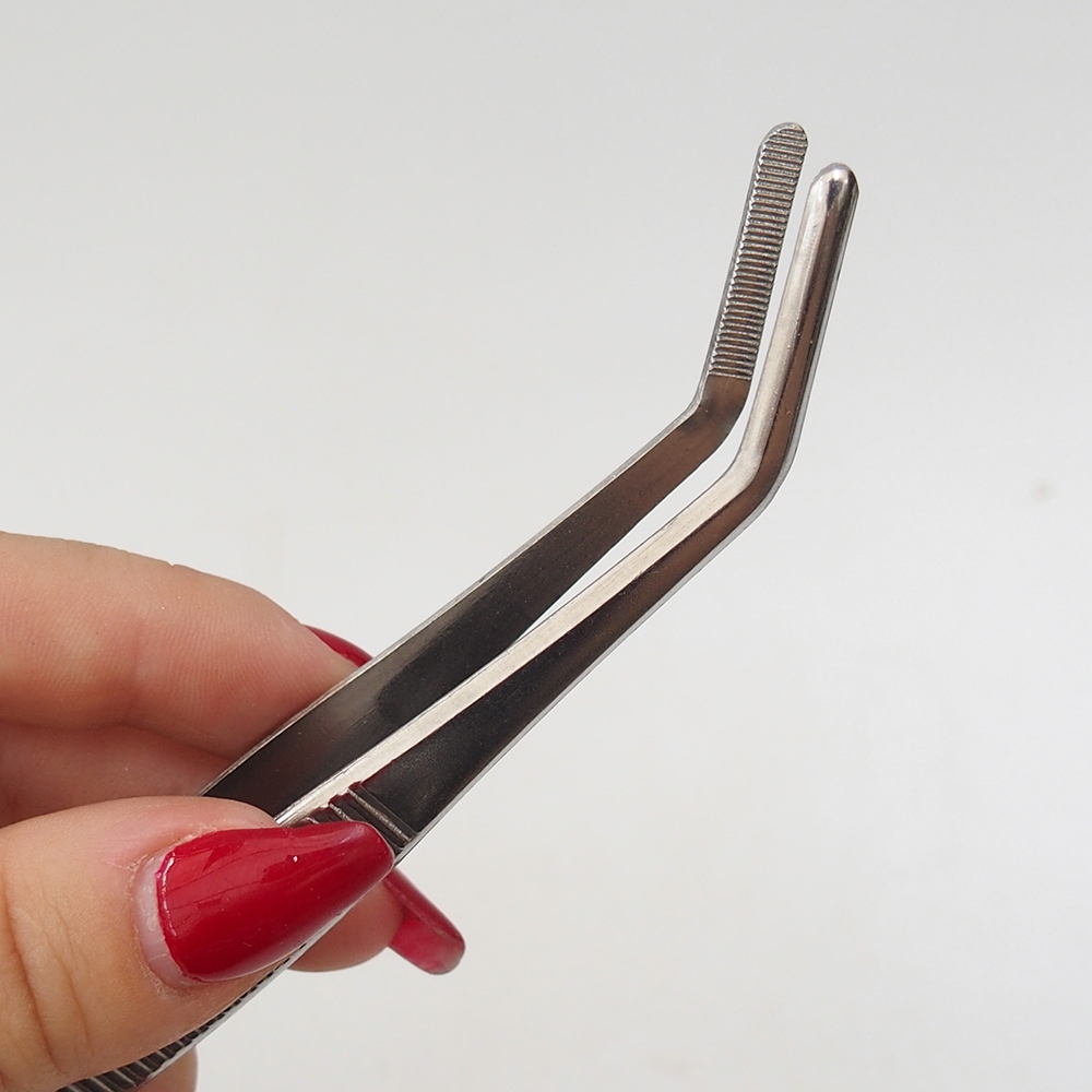 Spachtel und gebogene Pinzette 22 cm - Edelstahl