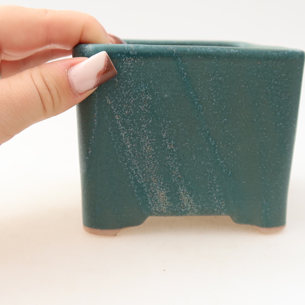 Bonsaischale aus Keramik 10 x 10 x 8 cm, Farbe blau