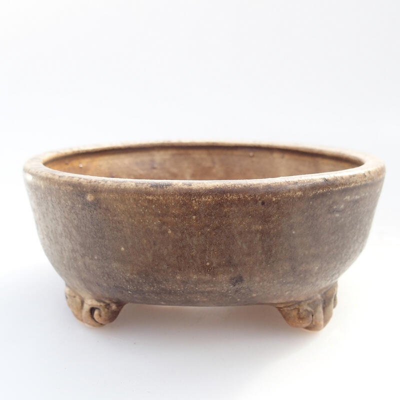 Keramik-Bonsaischale 10,5 x 10,5 x 4 cm, Farbe braun