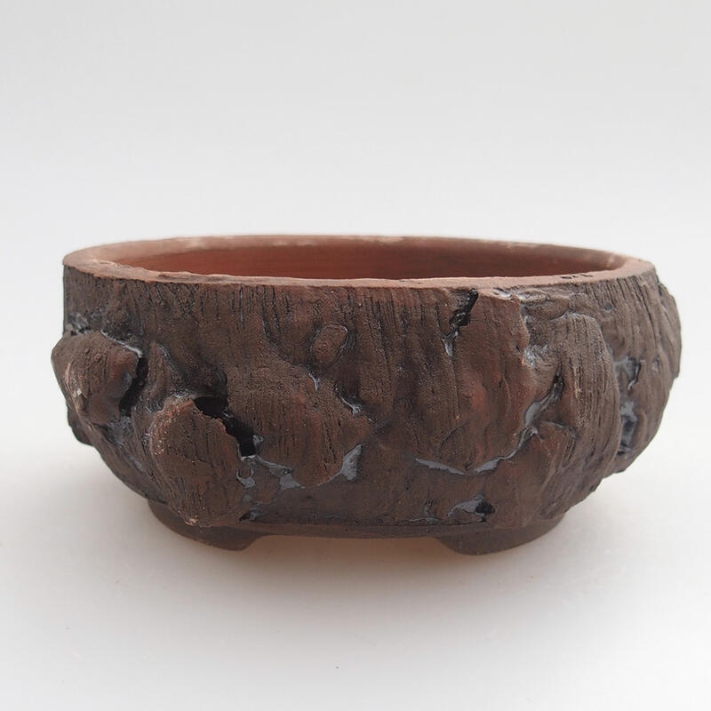 Keramik-Bonsaischale 10 x 10 x 4 cm, Farbe braun