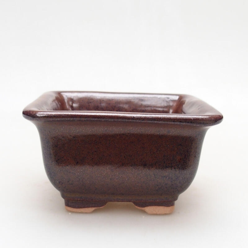 Bonsaischale aus Keramik 10 x 10 x 6 cm, Farbe braun