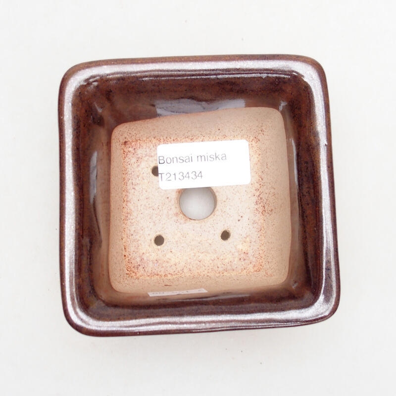 Bonsaischale aus Keramik 10 x 10 x 6 cm, Farbe braun
