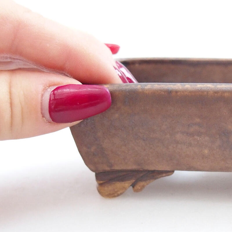 Keramik-Bonsaischale 10 x 8,5 x 4 cm, Farbe braun