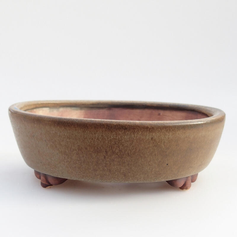 Keramik-Bonsaischale 11,5 x 10 x 3,5 cm, Farbe braun