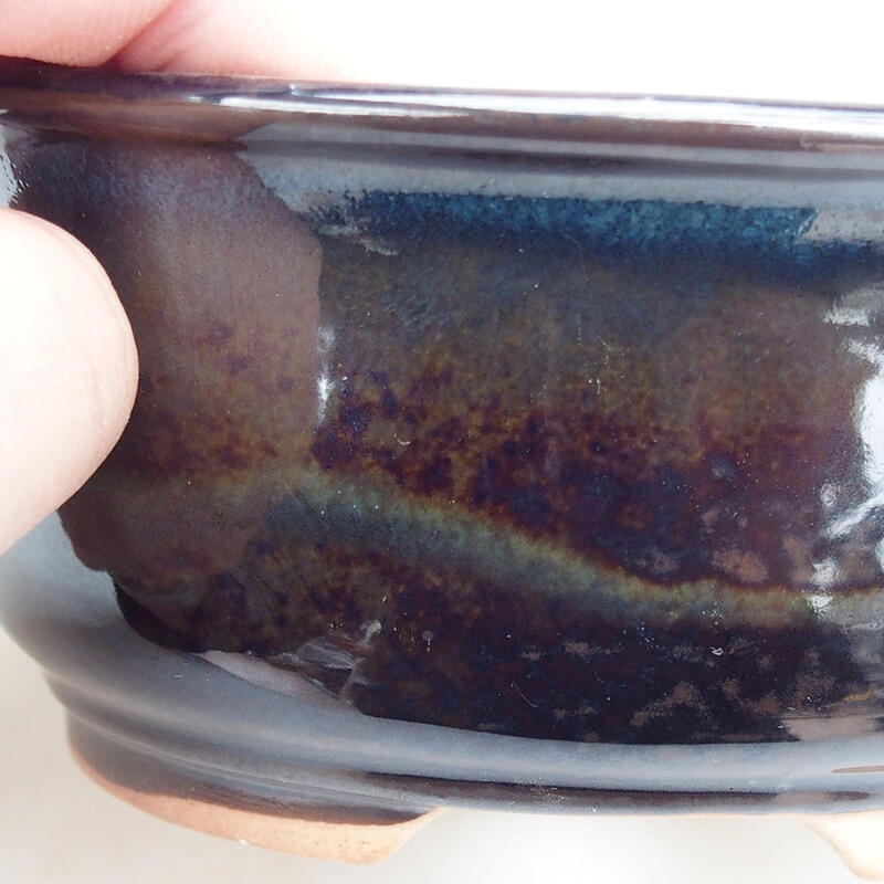 Bonsaischale aus Keramik 11,5 x 10 x 5,5 cm, schwarze Farbe