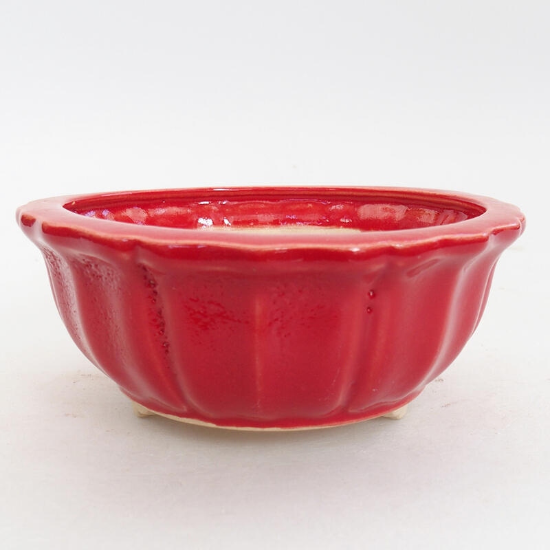 Keramik-Bonsaischale 11,5 x 11,5 x 5 cm, Farbe Rot