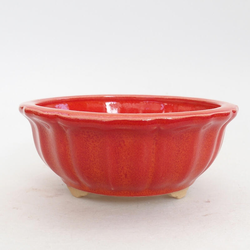 Keramik-Bonsaischale 11,5 x 11,5 x 5 cm, Farbe Rot