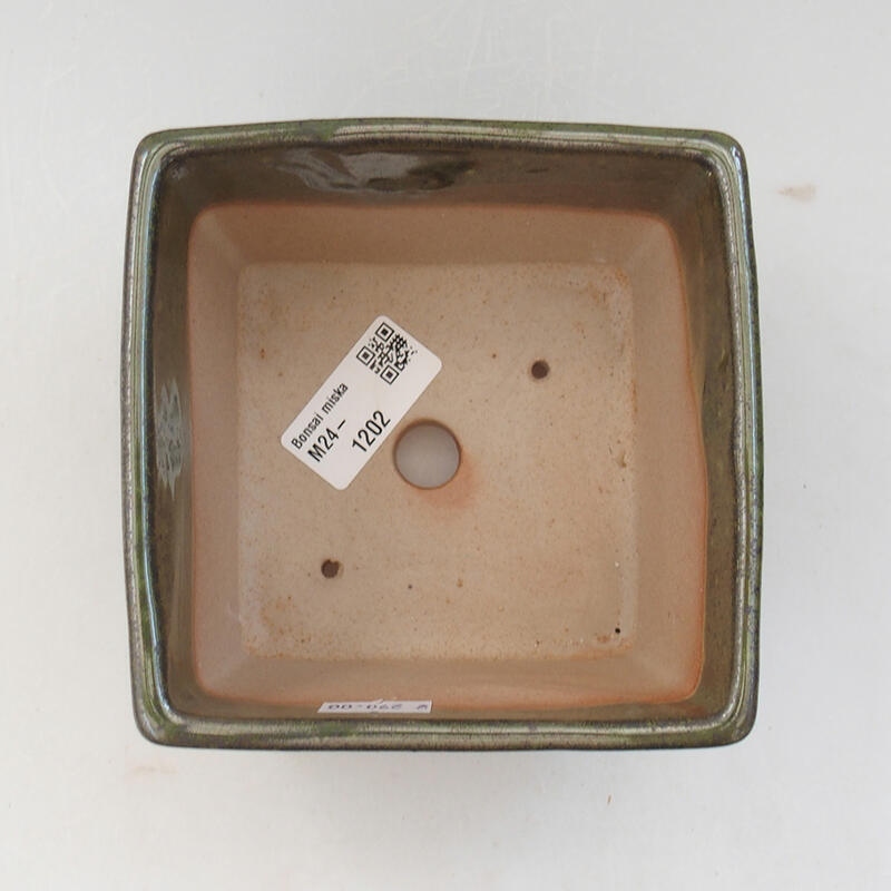 Keramik-Bonsaischale 11,5 x 11,5 x 9 cm, Farbe grün