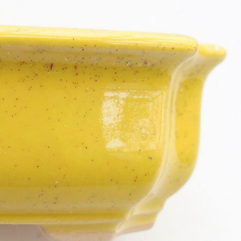 Keramik-Bonsaischale 11,5 x 8,5 x 4 cm, Farbe gelb