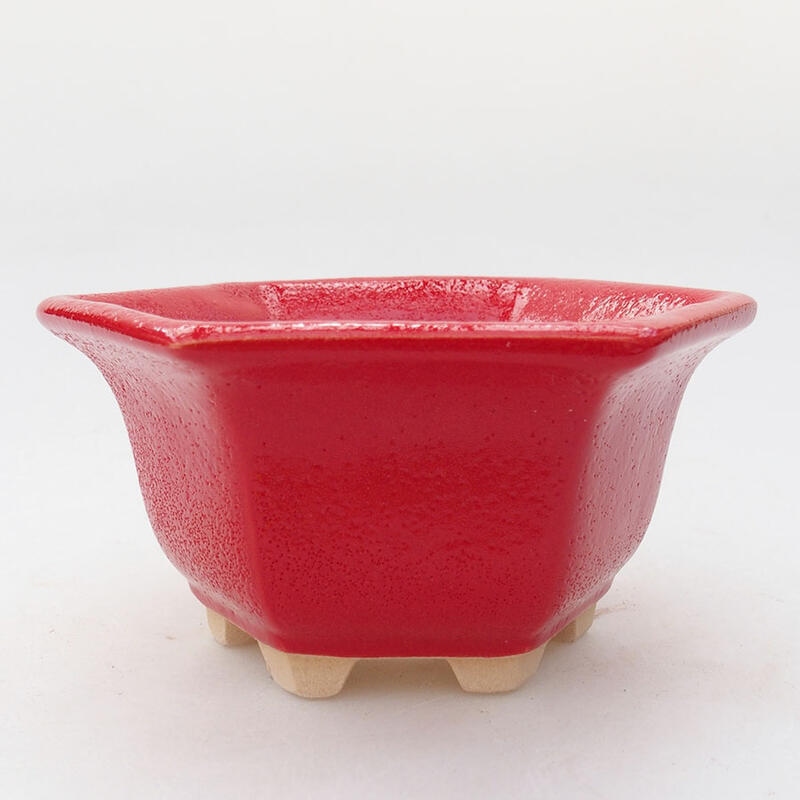 Keramik-Bonsaischale 11 x 10 x 5,5 cm, Farbe Rot